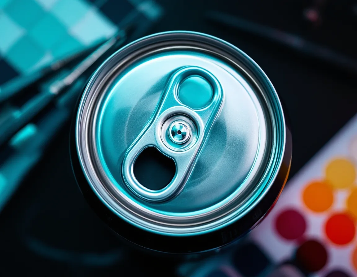 Macro of a can label next to a color checker card